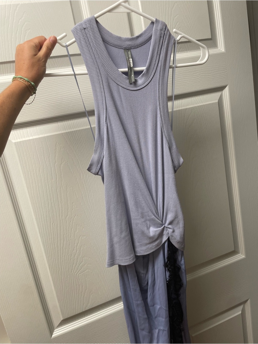 Anthropologie Lavender Ribbed Tank with Front Knot